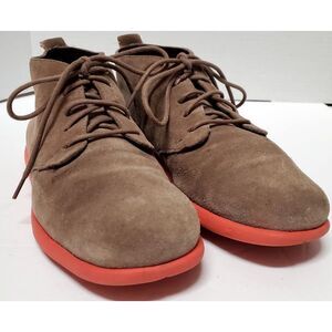 Aerosoles AerGo Shoe Skip On Lace Up WO 8 Taupe Suede Rubber Soles Bootie Chukka